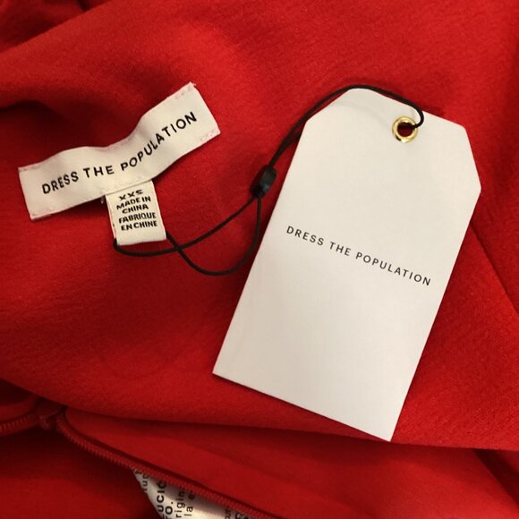 Dress The Population NWT Tiffany One Shoulder Midi Dress Size XXS Red Bow Detail - Picture 10 of 11